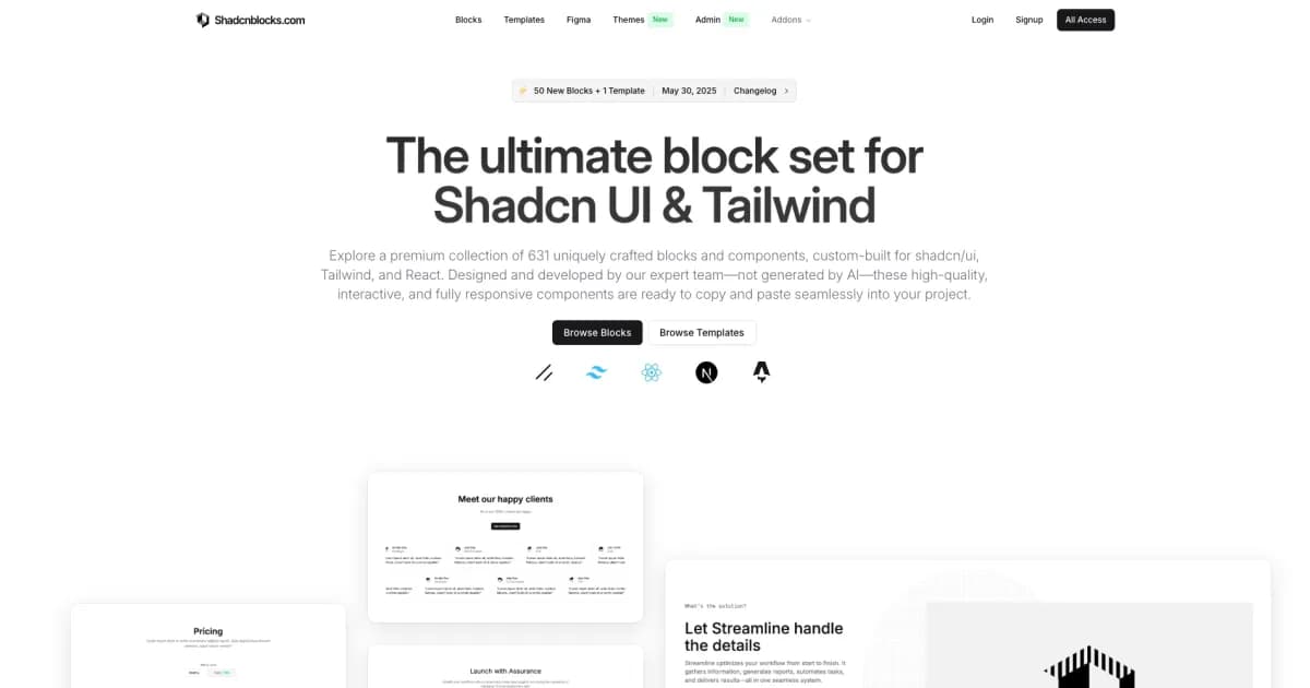 Shadcn UI Blocks