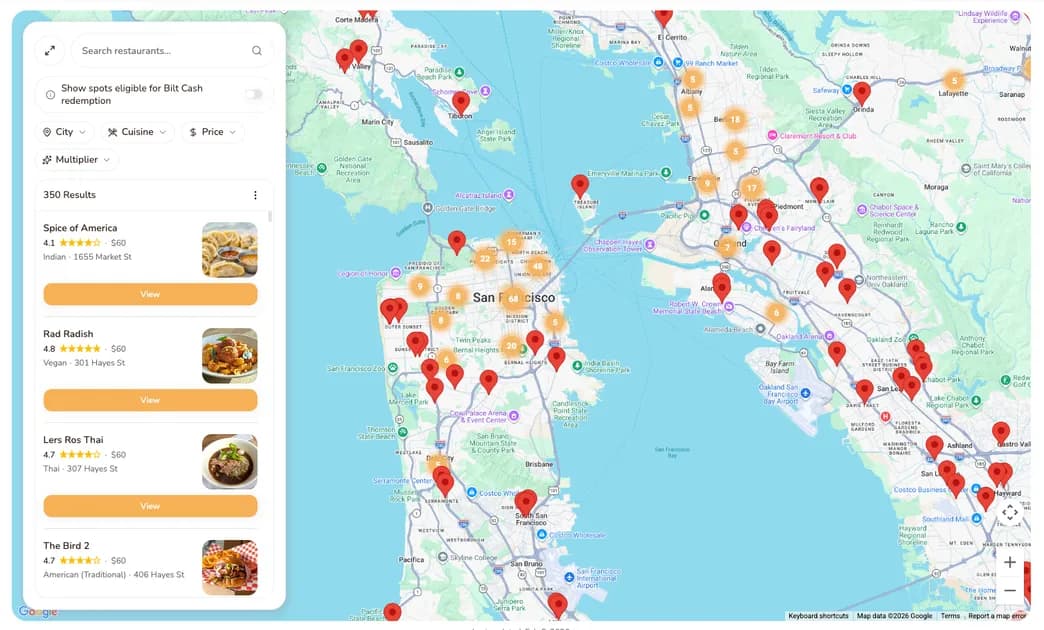 Bilt Dining Map