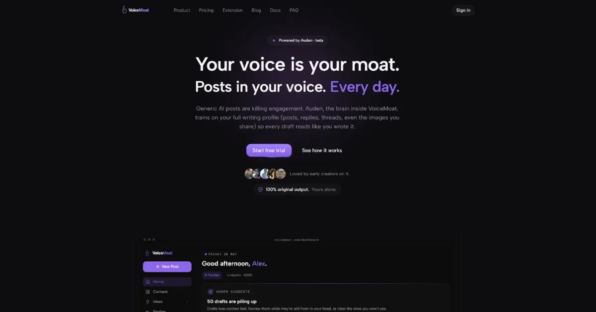 VoiceMoat: Turn your social media profile into a brand