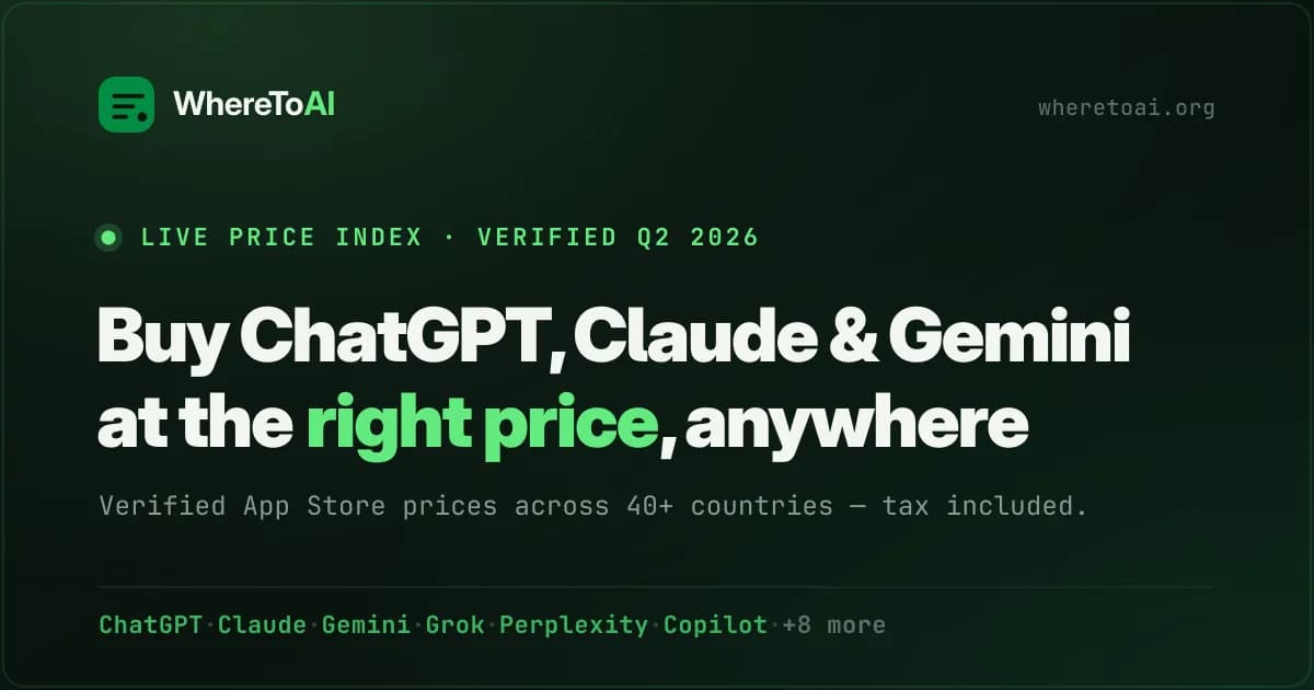 WhereToAI — Claude Cheap - Find the cheapest Claude Pro price by country