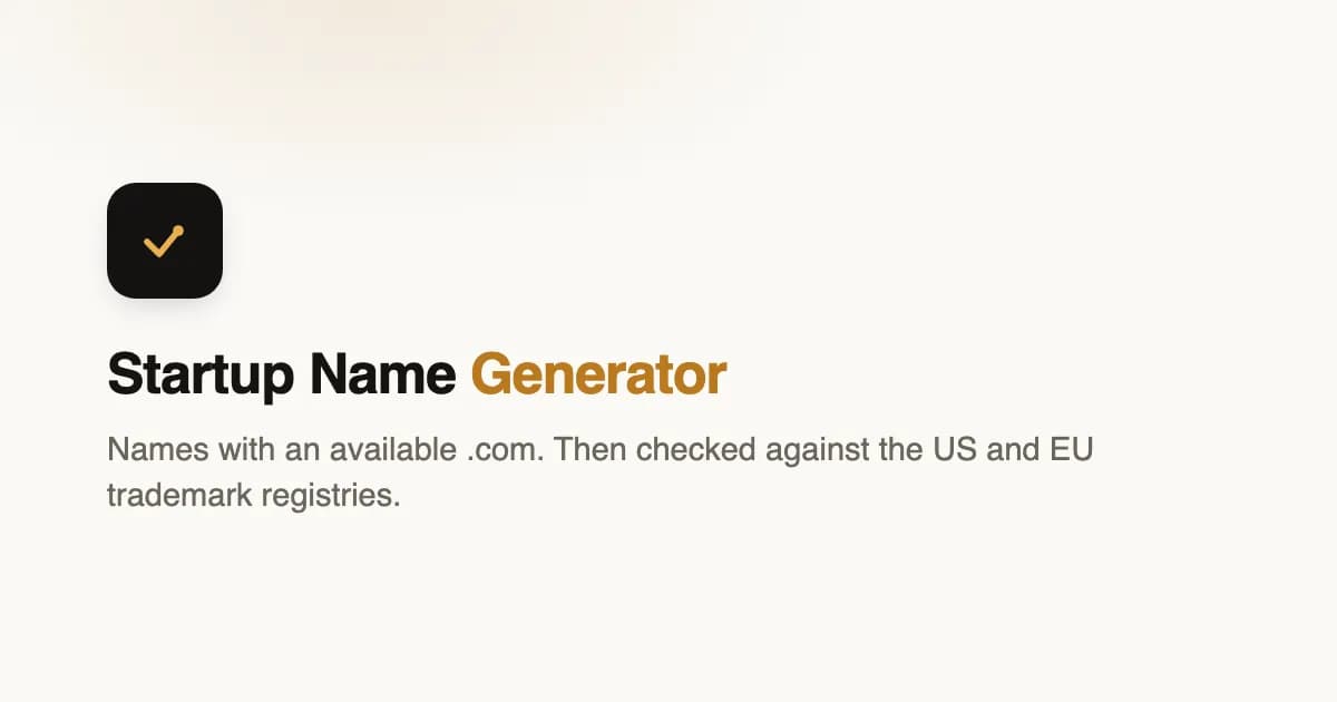 Free startup name generator: only available .coms