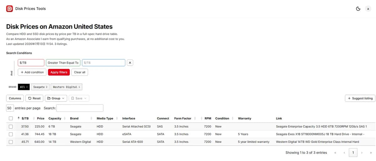 Disk Price Tool