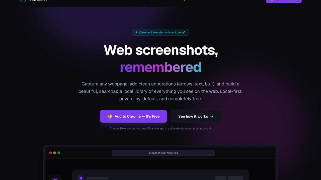Supashot – Free Screenshot Tool for Chrome & Mac